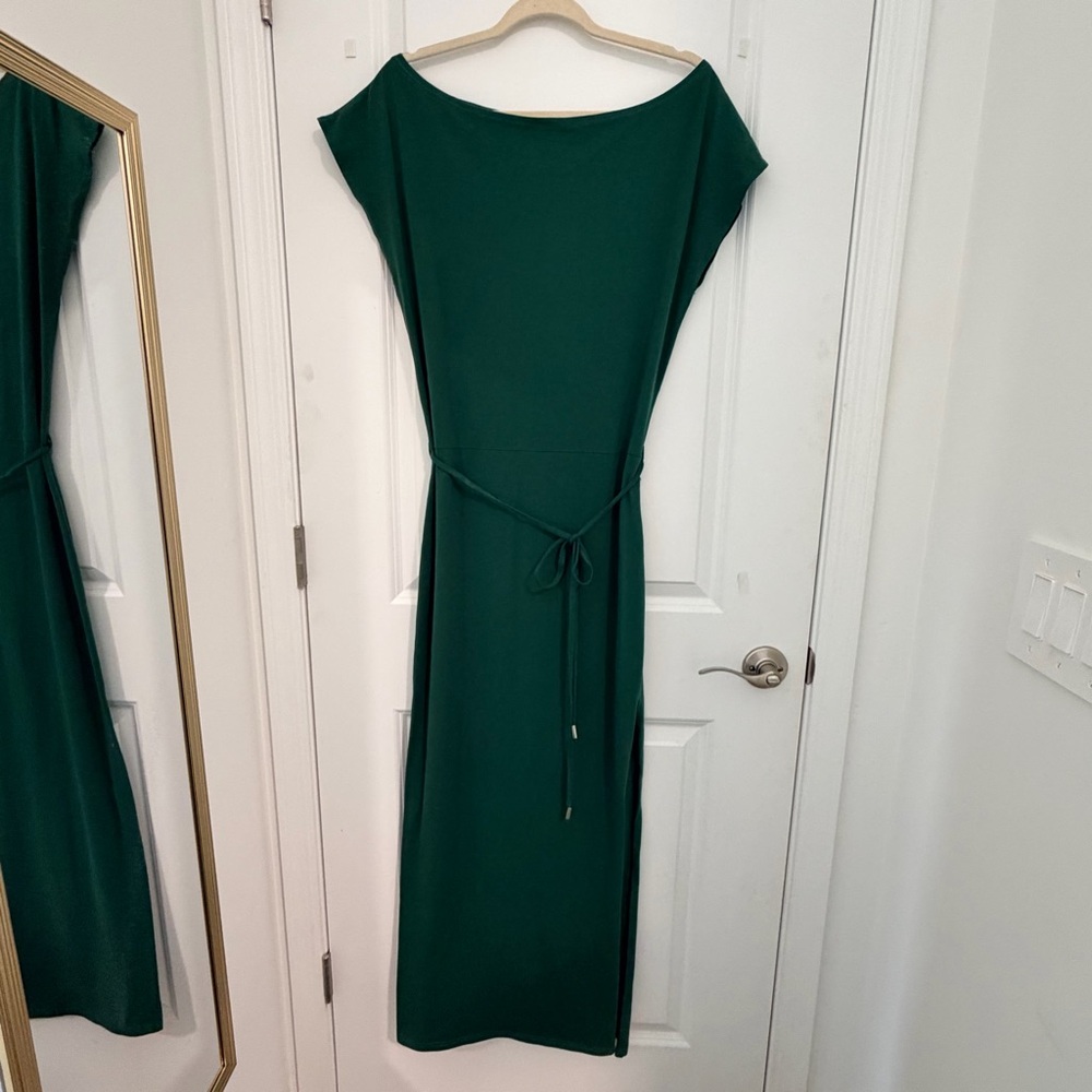 Green Midi Dress with Waist Tie - Picture 2 of 6